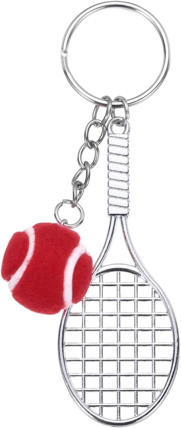 PATIKIL Tennis Keychain, Metal Tennis Racket Key Chains Sports Novelty Charm Pendant for Backpacks, Party Favor, Sports Fan