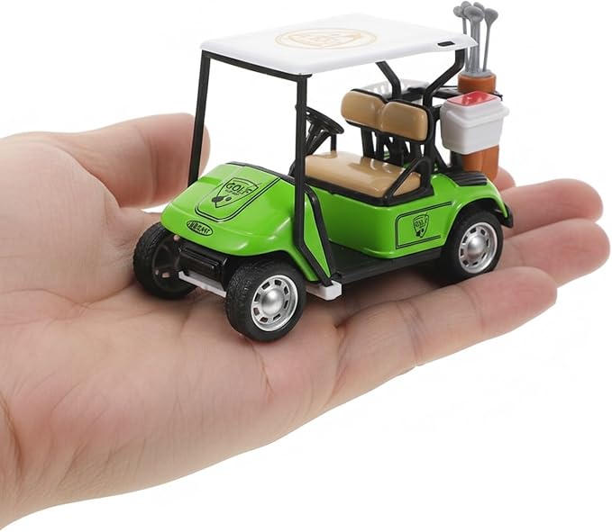 LOGOFUN Mini Golf Cart Miniature Golf Cart Model Toy 1:36 Scale Golfcart Pullback Vehicle for Dollhouse Cake Toppers Decorations - Green