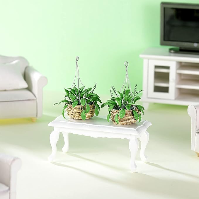 Skylety 2 Pieces 1:12 Miniature Dollhouse Plants Miniature Bonsai Plant Dollhouse Christmas Tree Mini Potted Houseplant Hanging Bonsai Pot Model for Toddlers Girls and Boys Toys DIY