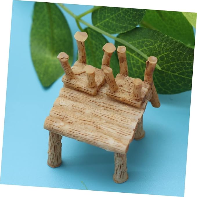 Miniature Table and Chairs Set, Fairy Garden Furniture Ornaments, Miniature Table and Chairs Set for Dollhouse Accessories, Home Micro Landscape Decoration Display