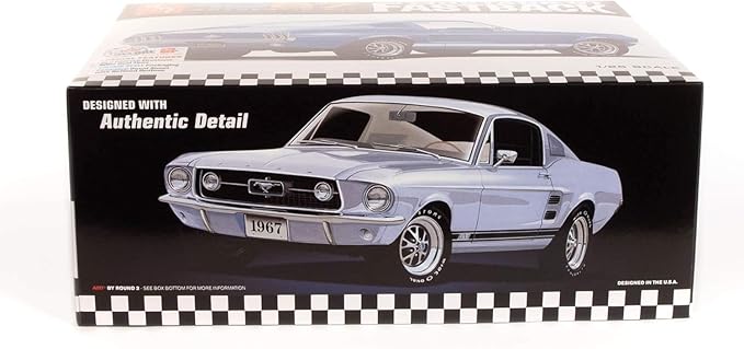 AMT Round 2 1967 Ford Mustang GT Fastback 1:25 Scale Model Kit, Chrome (AMT1241)