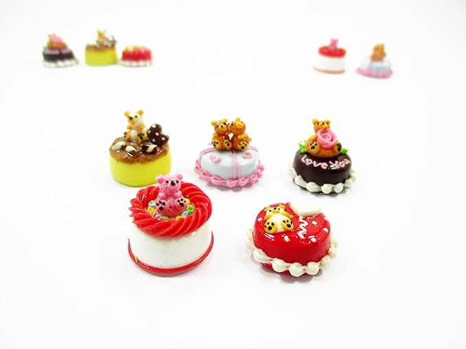 Dollhouse Miniature Food 1.5 cm 5 Mixed Tiny Bear Color Cake Dolls Bakery 15735