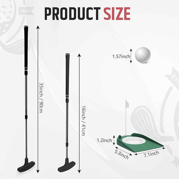 MultiOutools Golf Putters for Men and Women, 2 Pack Adjustable Golf Club Sets with 6 Balls & 2 Flag Cups, Two-Way Mini Putters Training Clubs for Children, Teenagers, Adults