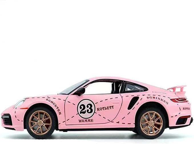 Toy Cars for Kids Age 3-8, Turbo S Alloy Diecast Model Car with Light & Sound, Toy Gifts with Display Base, Pull Back Sports RC Car Toys for Boys & Girls Pink