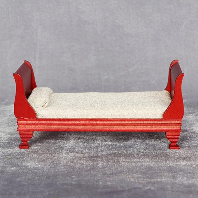 COHEALI Mini House Single Bed Dollhouse Furniture 1 12 Scale Wooden Miniature Bed Accessory for Dollhouse Decoration