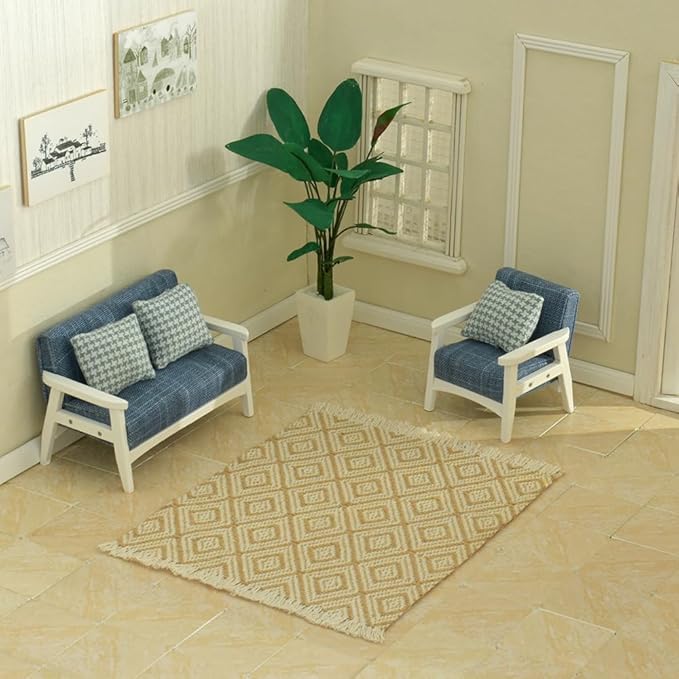 iland Dollhouse Decor, Dollhouse Wallpaper on 1/12 1/6 Scale, Thickened Wall Covering with Texture of Diatom Effect (Cream Yellow Diatommud Texture)
