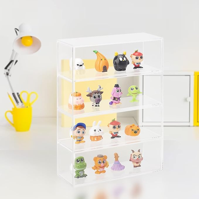 Clear Display Case 4 Layer Mini Action Storage Box Cabinet Organizer for Mini Toys(Mini Toys are Not Included)