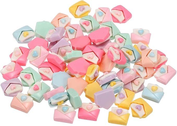 Mini Cute Envelope Decor, Miniature Doll Food Crafts for Dollhouse & Landscape & Mini Kitchen & Micro Fairy Garden & DIY Craft Decorations(Dark Colors, 60pcs)