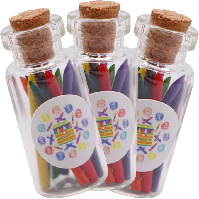 ARTIBETTER 3 Set Dollhouse Crayons Mini Brands Foodie Miniature Bottled Crayons Mini Verse Make It Food Miniatures House Bottled Plastic Cosplay School Supplies Ob11