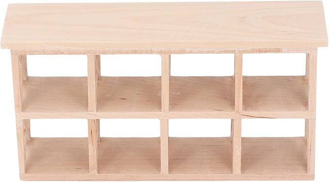 AMONIDA Dollhouse Mini Shelf Rack, 8 Grids Decorative 1: 12 Scale Furniture Plain Color Dollhouse Wood Storage Rack for Living Room