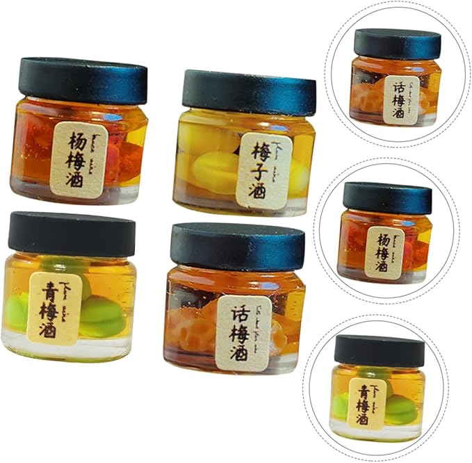 FELTECHELECTR 4pcs Miniature Drink Bottles for Dollhouse Kitchen Accessories Pretend Play Food Authentic Mini Wine and Beverage Models for Creative Mini Decor