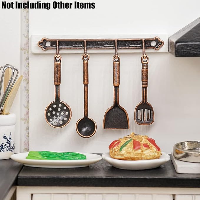 Odoria 1/12 Miniature Kitchen Utensils Dollhouse Decoration Accessories, Bronze