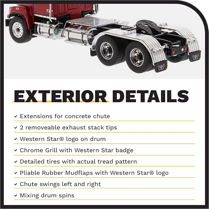 Diecast Masters Western Star 4700 SF Tandem Day Cab Tractor Metallic Red 1/50 Diecast Model