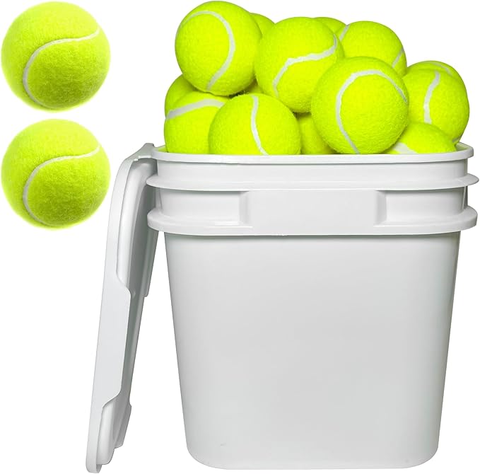 Xifua Bucket of Tennis Balls 38 Pack - Bulk Practice Balls for Tennis Training, Pet Toys, Coach, Indoor & Outdoor Play - Pelotas de Tenis for Youth and Dogs