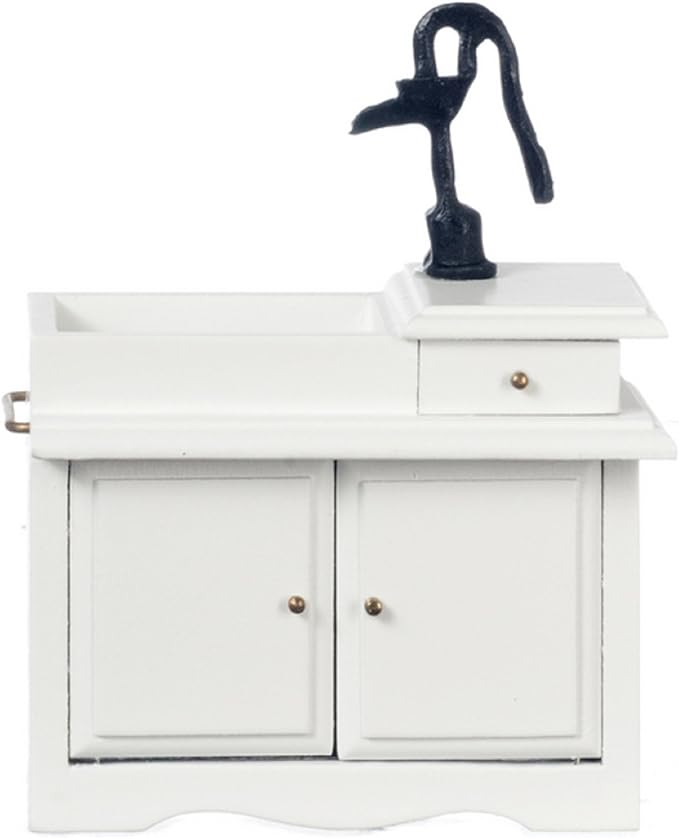 Melody Jane Dollhouse White Victorian Sink Unit with Hand Pump Miniature Kitchen Furniture