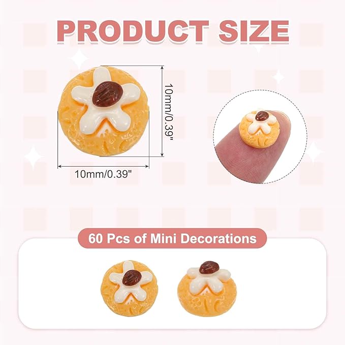 Mini Cute Peach Cookie Decor, Miniature Doll Food Crafts for Dollhouse & Landscape & Mini Kitchen & Micro Fairy Garden & DIY Craft Decorations(Yellow, 100pcs)