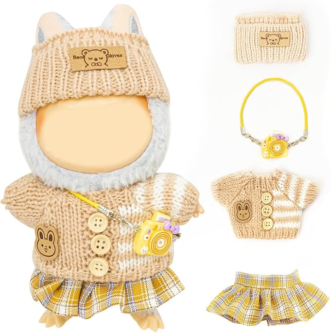 Clothes for Lububu 17cm Dolls(NO Doll) for Lububu Doll Outfits with Accessories Suit for Lububu Cute Stylish Dress Up Set Purple Dress