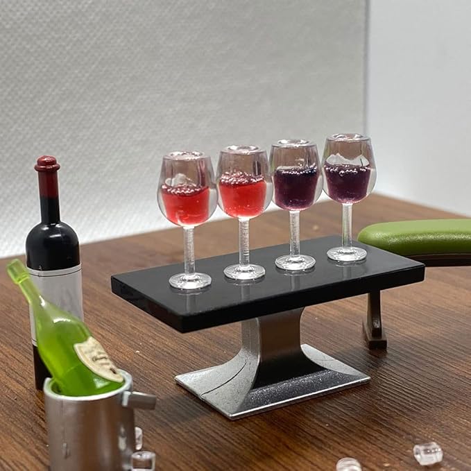 LOGOFUN 40Pcs Miniature Wine Glasses Dollhouse Red Wine Glasses 1: 12 Scale Mini Goblet Glass Drinking Cups Model for Dollhouse Kitchen Accessories