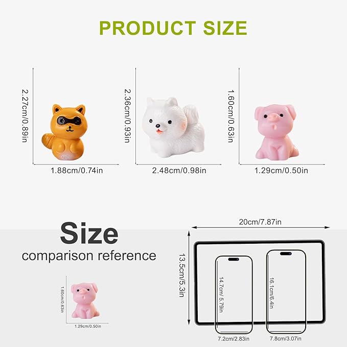 60Pcs Mini Resin Animal 60 Styles Tiny Resin Animals Miniature Little Small Animal Figures Bulk for Fairy Garden Miniature Dollhouse Micro Landscape Aquarium Decorations DIY Crafts