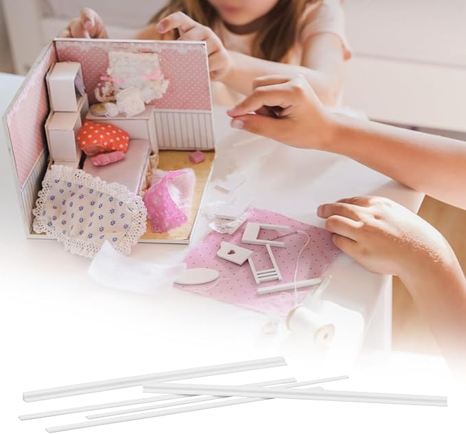32 Pcs Miniature Dollhouse Accessories on 1:12 Scale 9.8" Long Miniature Dollhouse Trims Skirting Board Moulding Cornice Plastic Trims Finishing Corner DIY Trim Kit for Mini Dollhouse Decor