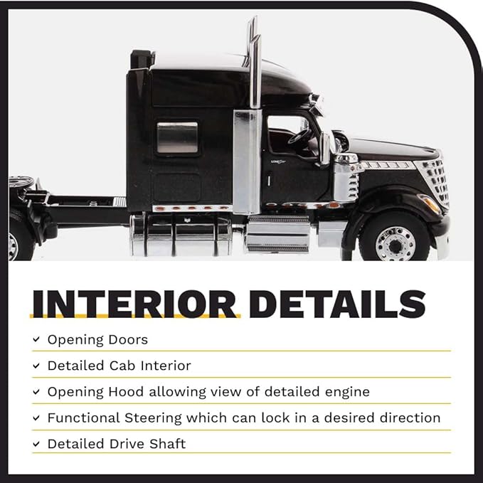 International Lonestar Sleeper Cab Truck Tractor Black 1/50 Diecast Model by Diecast Masters 71023