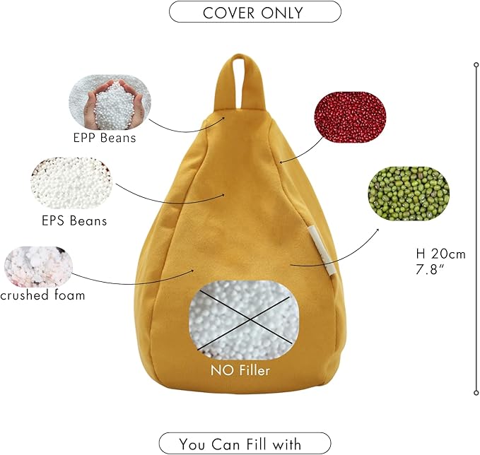 2pcs Cover of Miniature Bean Bag Couch for Doll (No Filler) Ultra Soft Microfiber Microsuede Anti Slip Mini Bean Bag Chair Cell Phone Holder Mustard