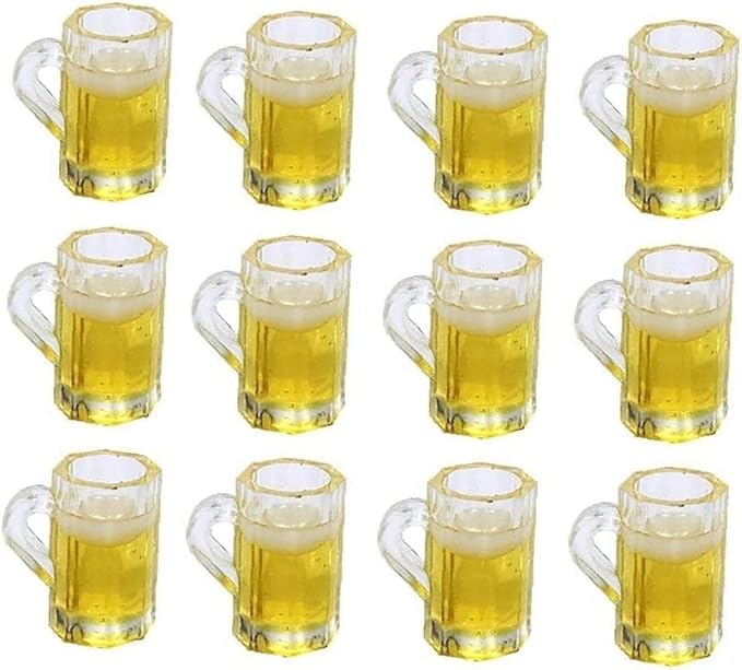 12Pcs Beer Cup, Miniature Cups, Dollhouse Mug Model for Miniature Dollhouse Accessories with Realistic Looking Beer Practical Processed Party Accessories, Decorations