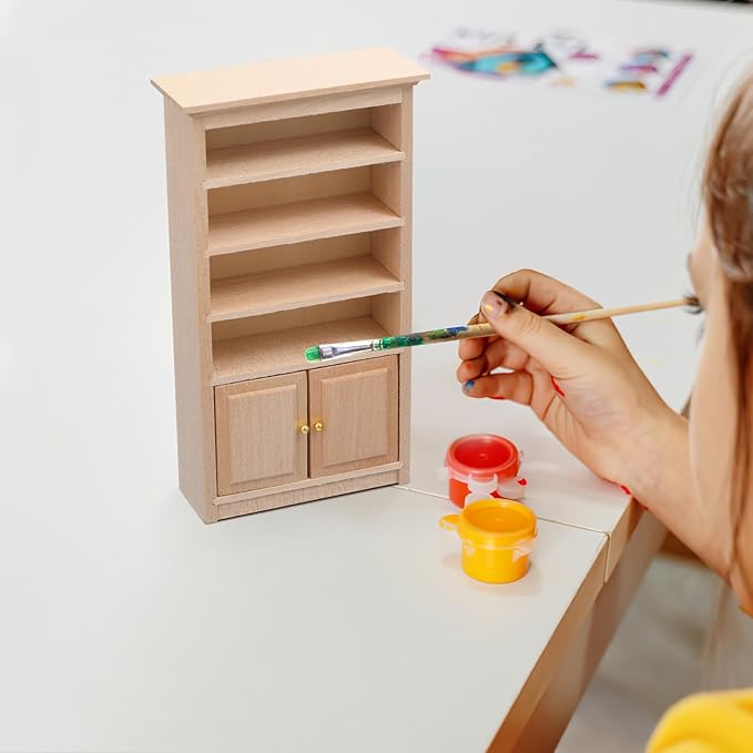 Toyvian Wooden Bookshelf Mini Wood Drawer Cabinet Miniature TV Cabinet Model Mini Bookcase Storage Shelves Dollhouse Furniture for 1: 12 Dollhouse Decoration Accessories