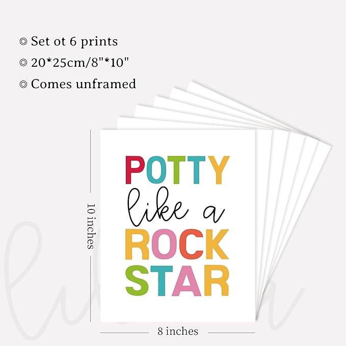 seersillus So Fresh and Clean Colorful Bathroom Wall Art Prints Home Kid Bathroom Set, Washroom Restroom Nursery Toilet Laundry Decor,Funny Bathroom Rules Wall Decor, Unframed 6pcs 8x10inches