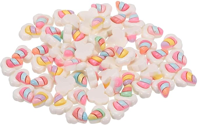 Mini Cute Horse Cloud Decor, Miniature Doll Food Crafts for Dollhouse & Landscape & Mini Kitchen & Micro Fairy Garden & DIY Craft Decorations(Light Colors, 100pcs)