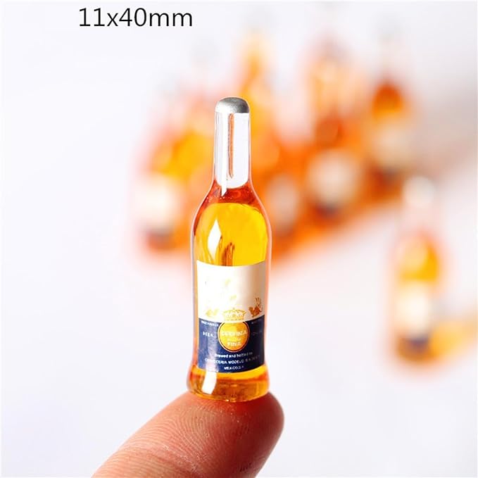 LOGOFUN 50pcs Miniature Wine Bottle Mini Fake Beer Bottles Toys Tiny Drink Accessories for Dollhouse Food Play Decorations