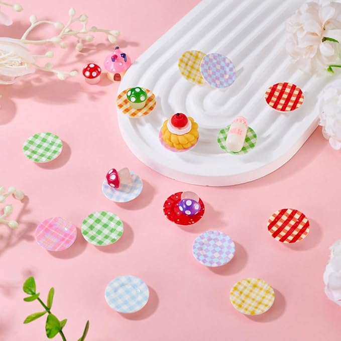 32Pcs Miniature Plates Resin Mini Kitchen Set Micro Landscape Decorations Stripe Dishes Ornaments Imitation Tableware Dollhouse Accessories Garden Home Party Decorations Crafts Supplies