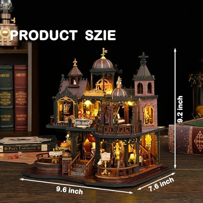 DIY Miniature Dollhouse Kit, Tiny House Kits with Furnitures, Mini House Making Kit to Build for Adults, Hobby Craft Gift for Christmas Day, Castle