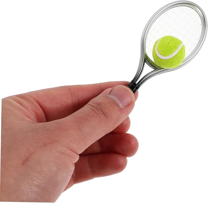 SUPVOX 2sets Miniature Tennis Racket Realistic Sports Accessories for Dollhouse Cake Toppers and Party Decorations for Tennis Enthusiasts and Events