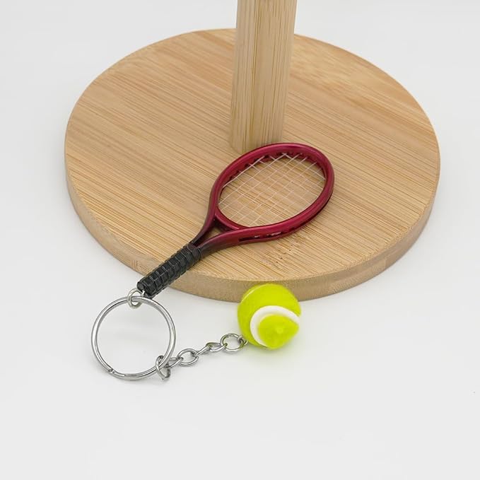 Moydolo Cute Mini Tennis Racket Keychain with Ball, Tennis Sport Lover Gifts Key Chain Ring