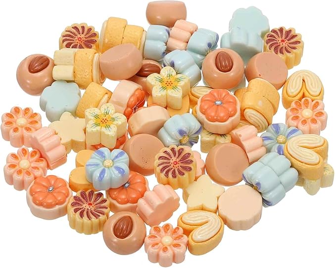 Mini Fruit Pastry Series Decor, Miniature Doll Food Crafts for Dollhouse & Landscape & Mini Kitchen & Micro Fairy Garden & DIY Craft Decorations(Brown/Yellow/Orange/Blue, 100pcs)