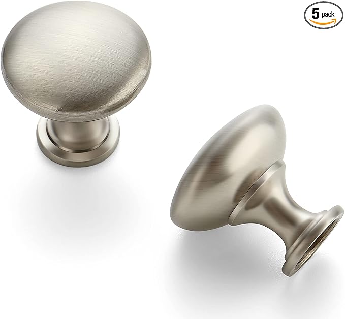 Ravinte 5 Pack Brushed Nickel Round Zinc Cabinet Knobs for Kitchen Bathroom Closet Dresser Cabinets