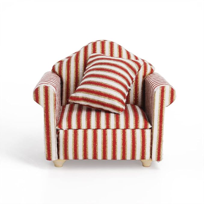 Odoria 1/12 Miniature Chair Armchair Dollhouse Furniture Accessories, Stripes