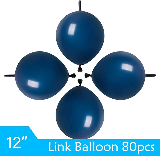 ADIDO EVA Link Balloons Navy Blue 6 Inch Latex Quick Linkale Balloon 80 Pcs for Birthday, Halloween, Christmas, Party Festival Decorations