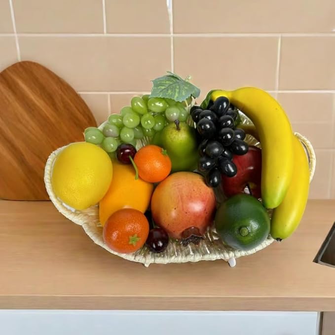Generic 17pcs Artificial Mixture Fruits,Simulation Fruit Props for Photography Display, Lifelike Realistic Fake Fruits Home Decor Craft Fruit Set Fake Grapes Fake Banana, HC2412-17