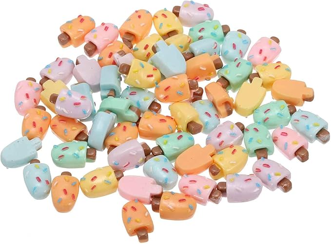 Mini Cute Ice Cream Decor, Miniature Doll Food Crafts for Dollhouse & Landscape & Mini Kitchen & Micro Fairy Garden & DIY Craft Decorations(Light Colors, 100pcs)