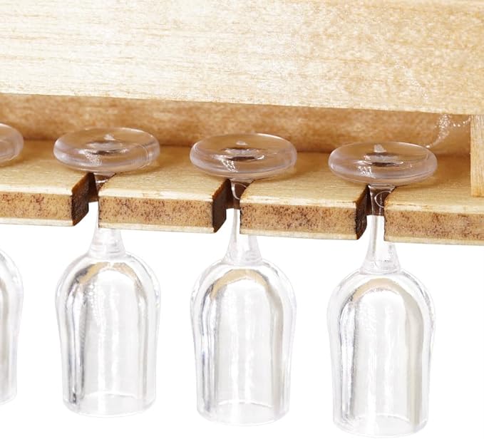 Odoria 1/12 Miniature Wine Bottle Rack with Glasses Dollhouse Decoration Accessories