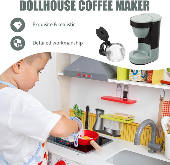 OSALADI 1/12 Scale Miniature Coffee Maker Dollhouse Accessory Mini Kitchen Appliance for Dolls Tiny Coffee Maker Decor for Dollhouse Scenes