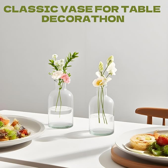 30PCS Glass Bud Vases Bulk, 4.22 oz Clear Small Mini Flower Vases for Centerpieces Decorative Glass Bottles Vintage Rustic Decoration for Wedding Dining Table Home Decor
