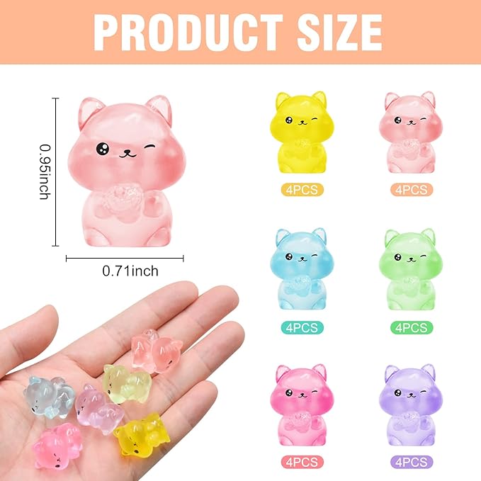 24 Pieces Mini Squirrel Decor for Crafts Dollhouse Luminous Mini Resin Animals for Dollhouse Micro Fairy Garden Landscape Plant Pots