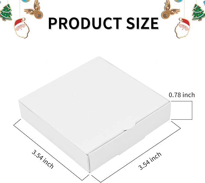 WANGDEFA 50 Pcs Mini Pizza Boxes 3.5 x 3.5 Square Cardboard Mini Pizza Box for Celebrations Party Favors Christmas Birthdays Valentines Day Weddings