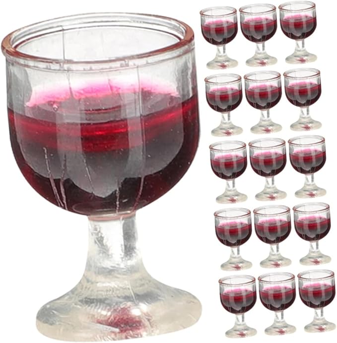 4Pcs Mini 1/12 ScaleBar Set with Red Wine Glasses and Bottles, Realistic Dollhouse Miniatures for Architectural Models, Photography Props and Display Collections