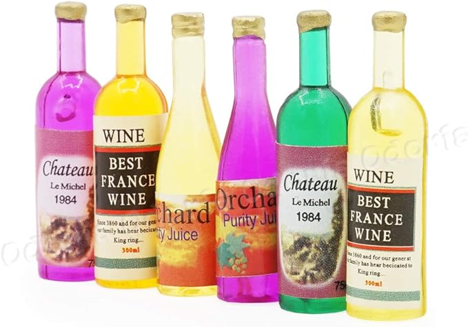 Odoria 1/12 Miniature Wine Bottles 6Pcs Dollhouse Decoration Accessories