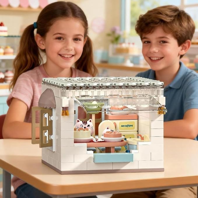 kvlidvo Koko's Cat Town DIY Miniature House Kit,Tiny House Dining Room Building Kits,Purrfect Dollhouse with 259PCS,Gift for Cat Lovers Teens Kids Ages 3+