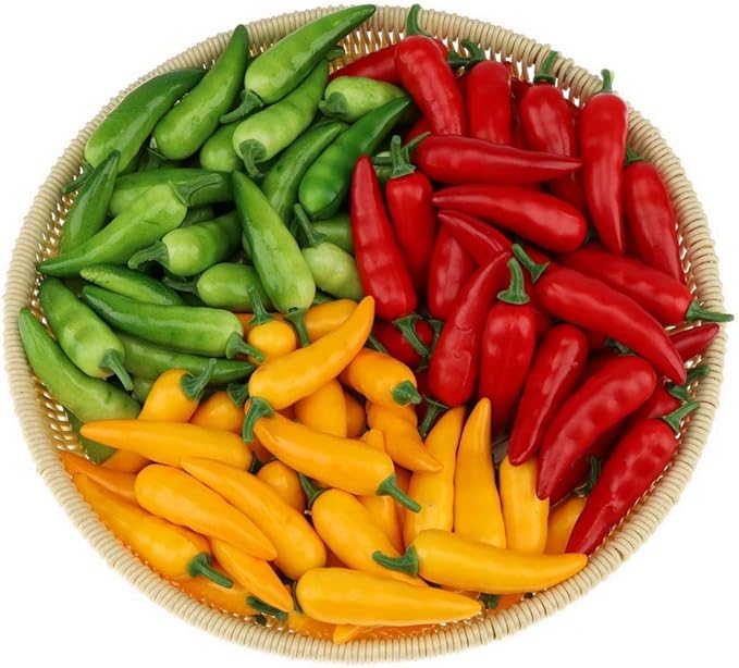 Gresorth 60pcs Artificial MINI Pepper Chili Fake Vegetable Decoration Home Kitchen Party Christmas